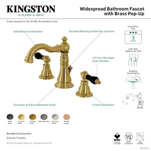 Duchess FSC1974AKL Two-Handle 3-Hole Deck Mount Widespread Bathroom Faucet with Brass Pop-Up, Black Stainless
