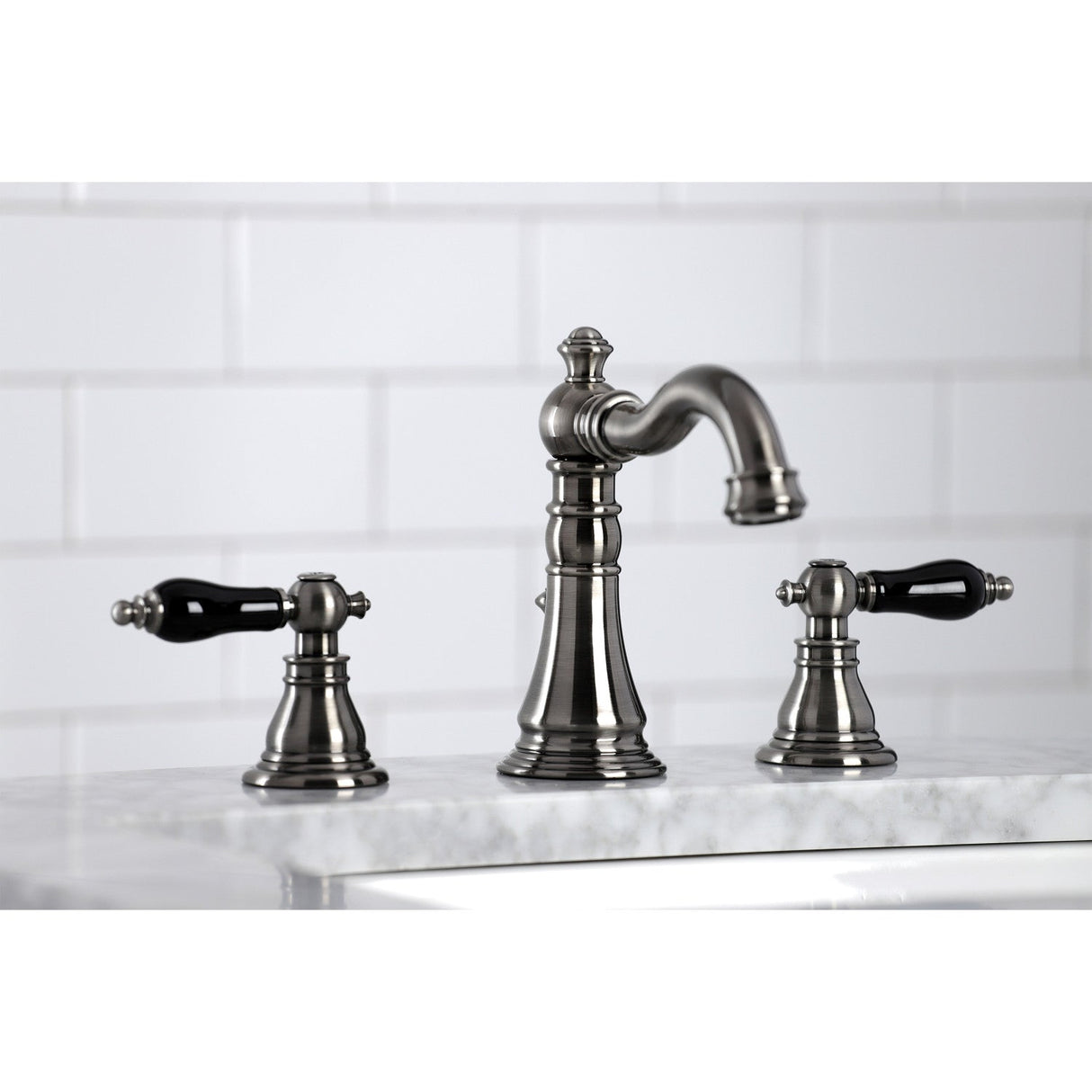 Duchess FSC1974AKL Two-Handle 3-Hole Deck Mount Widespread Bathroom Faucet with Brass Pop-Up, Black Stainless