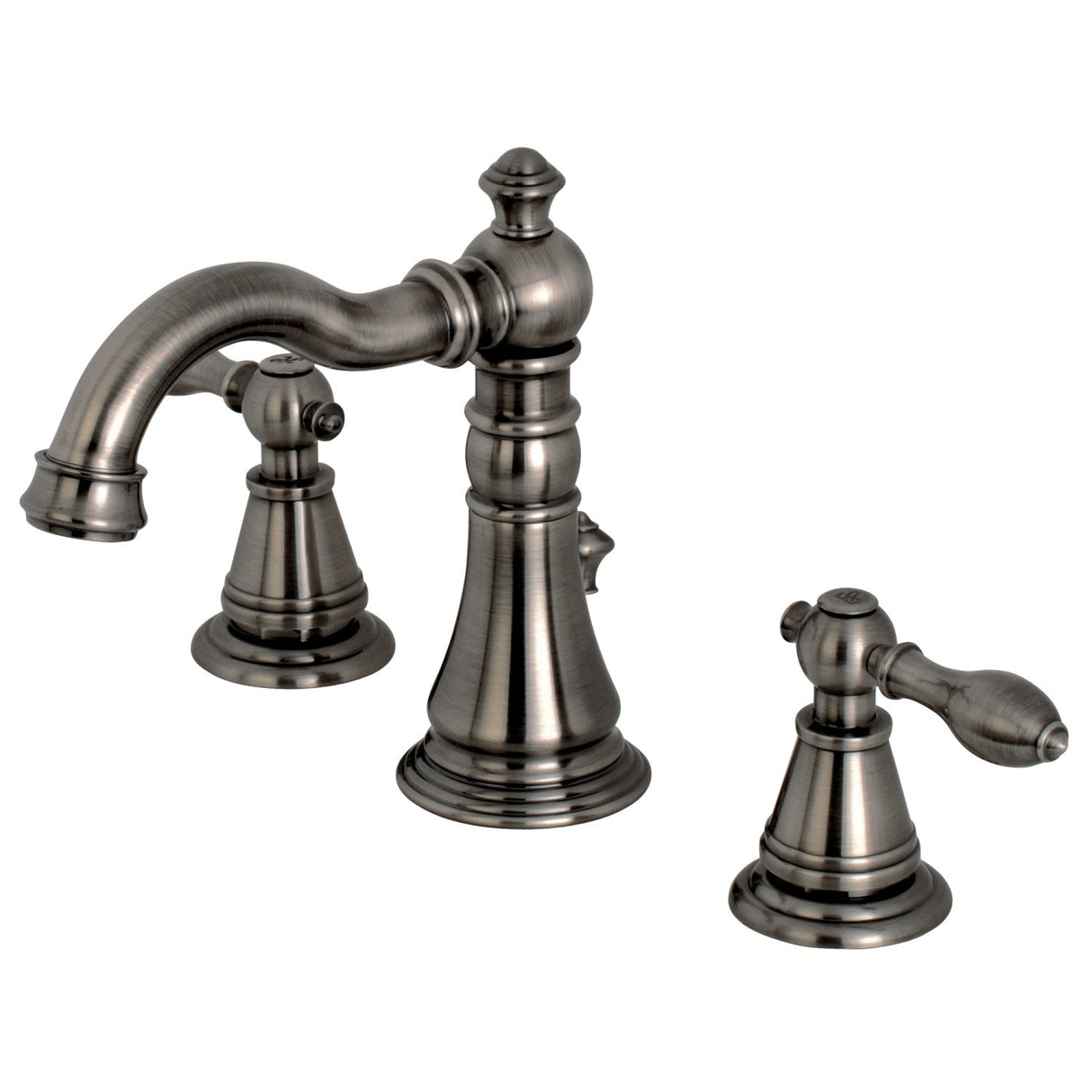 English Classic FSC1974AL Two-Handle 3-Hole Deck Mount Widespread Bathroom Faucet with Brass Pop-Up, Black Stainless