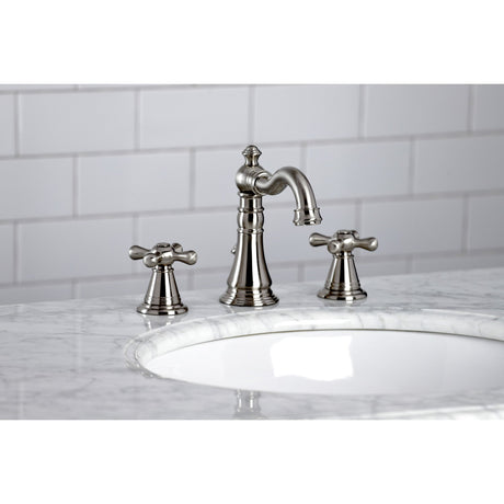 American Classic FSC1978AAX Two-Handle 3-Hole Deck Mount Widespread Bathroom Faucet with Pop-Up Drain, Brushed Nickel