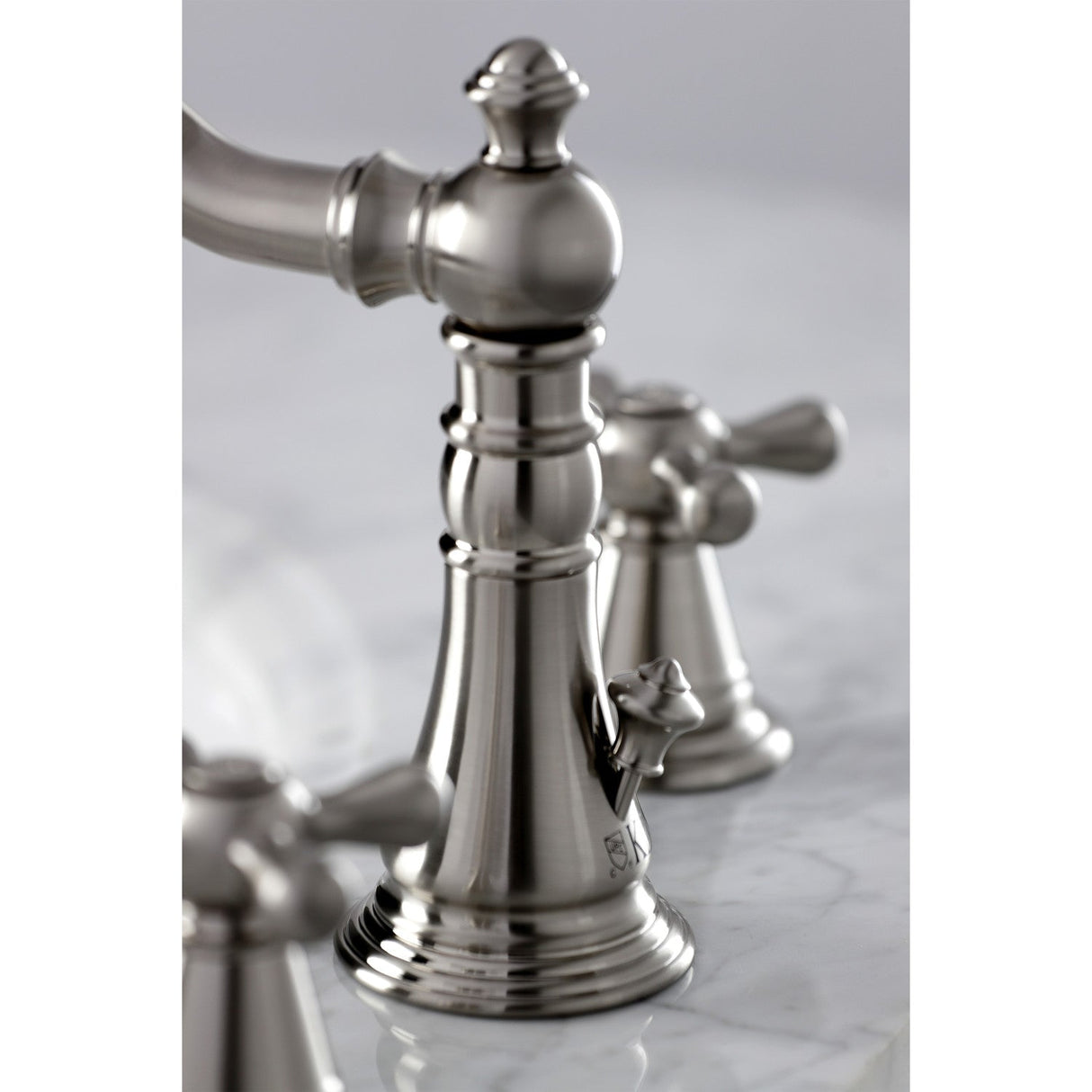 American Classic FSC1978AAX Two-Handle 3-Hole Deck Mount Widespread Bathroom Faucet with Pop-Up Drain, Brushed Nickel