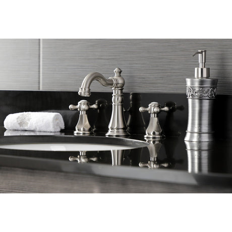 Metropolitan FSC1978BX Two-Handle 3-Hole Deck Mount Widespread Bathroom Faucet with Pop-Up Drain, Brushed Nickel