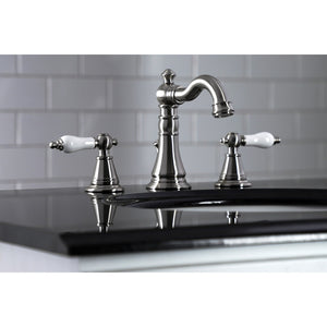 English Classic FSC1978PL Two-Handle 3-Hole Deck Mount Widespread Bathroom Faucet with Pop-Up Drain, Brushed Nickel