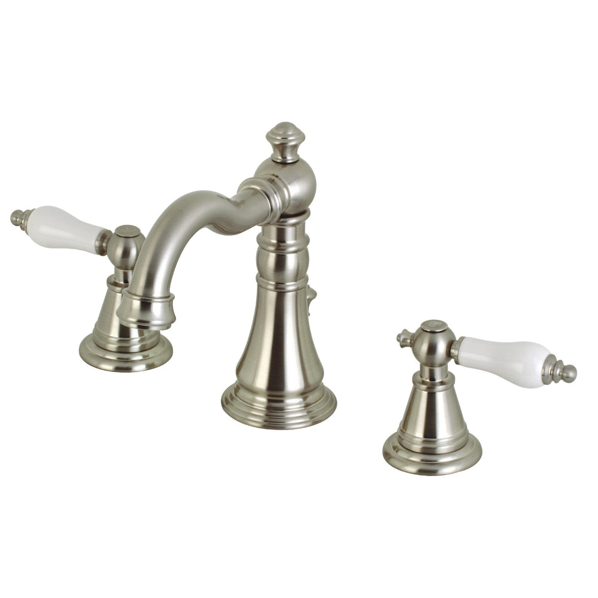 English Classic FSC1978PL Two-Handle 3-Hole Deck Mount Widespread Bathroom Faucet with Pop-Up Drain, Brushed Nickel