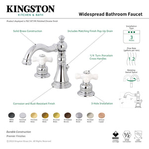 American Classic FSC1978PX Two-Handle 3-Hole Deck Mount Widespread Bathroom Faucet with Pop-Up Drain, Brushed Nickel