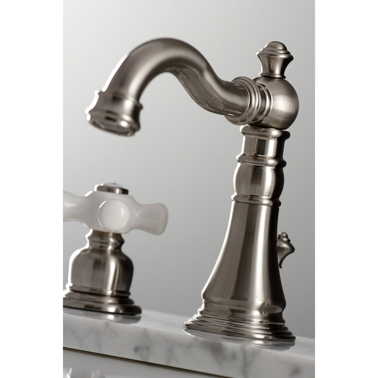 American Classic FSC1978PX Two-Handle 3-Hole Deck Mount Widespread Bathroom Faucet with Pop-Up Drain, Brushed Nickel