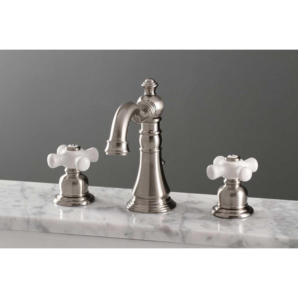 American Classic FSC1978PX Two-Handle 3-Hole Deck Mount Widespread Bathroom Faucet with Pop-Up Drain, Brushed Nickel