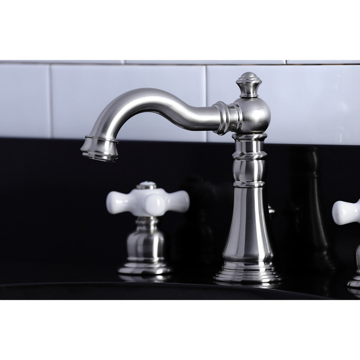 American Classic FSC1978PX Two-Handle 3-Hole Deck Mount Widespread Bathroom Faucet with Pop-Up Drain, Brushed Nickel