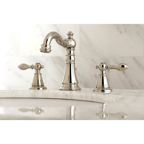 English Classic FSC1979AL Two-Handle 3-Hole Deck Mount Widespread Bathroom Faucet with Brass Pop-Up, Polished Nickel