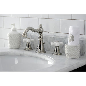 American Classic FSC1979APX Two-Handle 3-Hole Deck Mount Widespread Bathroom Faucet with Brass Pop-Up, Polished Nickel