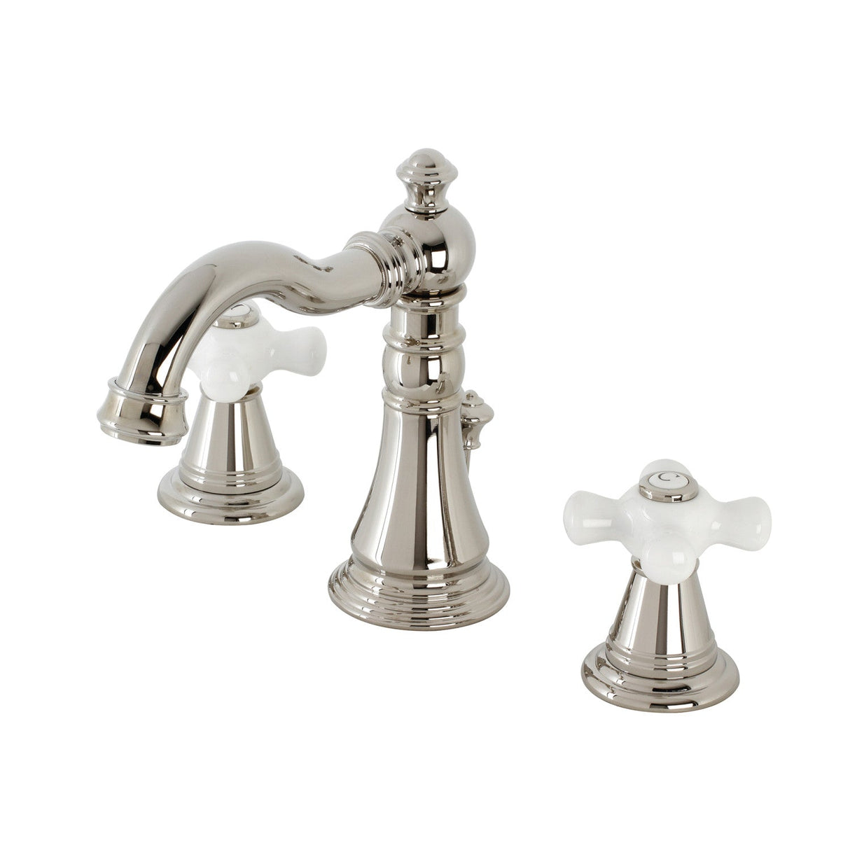 American Classic FSC1979APX Two-Handle 3-Hole Deck Mount Widespread Bathroom Faucet with Brass Pop-Up, Polished Nickel