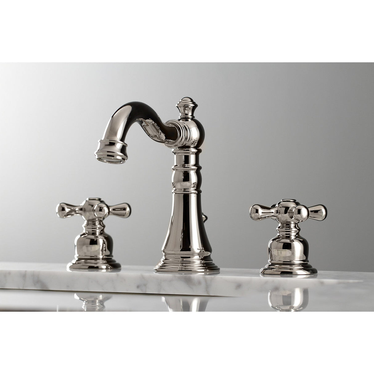 American Classic FSC1979AX Two-Handle 3-Hole Deck Mount Widespread Bathroom Faucet with Brass Pop-Up, Polished Nickel