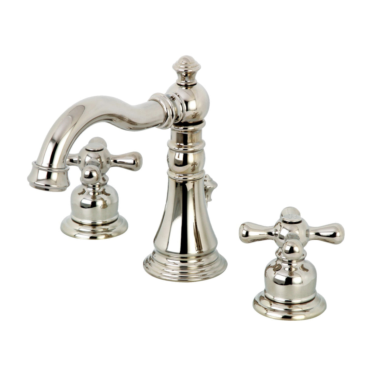 American Classic FSC1979AX Two-Handle 3-Hole Deck Mount Widespread Bathroom Faucet with Brass Pop-Up, Polished Nickel