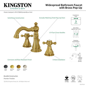 Metropolitan FSC1979BX Two-Handle 3-Hole Deck Mount Widespread Bathroom Faucet with Brass Pop-Up, Polished Nickel
