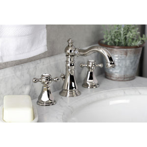 Metropolitan FSC1979BX Two-Handle 3-Hole Deck Mount Widespread Bathroom Faucet with Brass Pop-Up, Polished Nickel