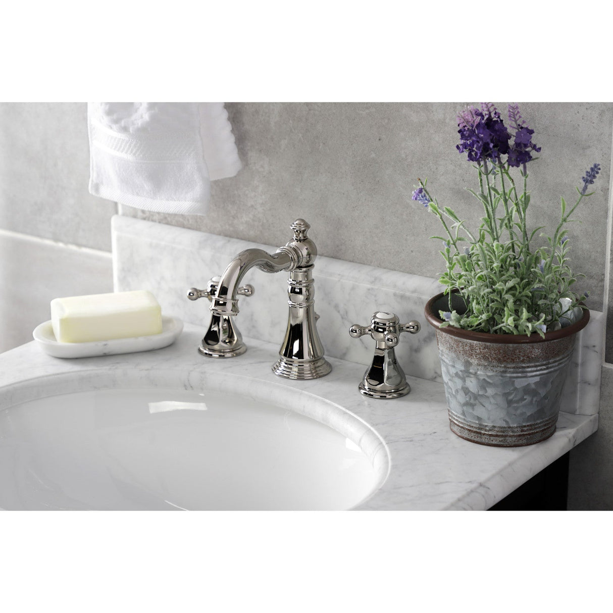 Metropolitan FSC1979BX Two-Handle 3-Hole Deck Mount Widespread Bathroom Faucet with Brass Pop-Up, Polished Nickel