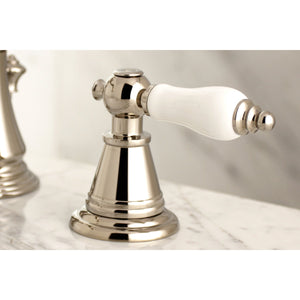 English Classic FSC1979PL Two-Handle 3-Hole Deck Mount Widespread Bathroom Faucet with Brass Pop-Up, Polished Nickel