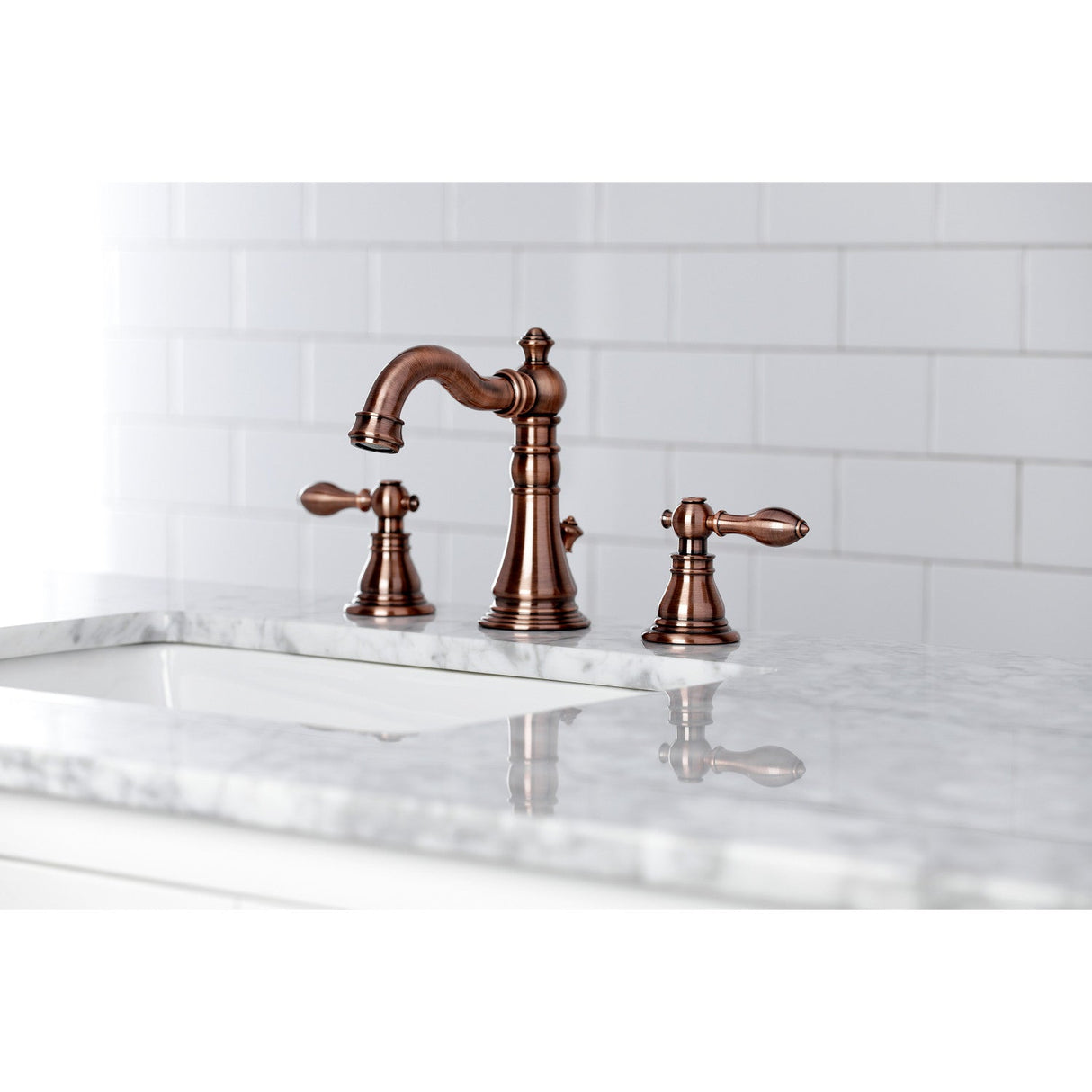 American Classic FSC197ACLAC Two-Handle 3-Hole Deck Mount Widespread Bathroom Faucet with Brass Pop-Up, Antique Copper