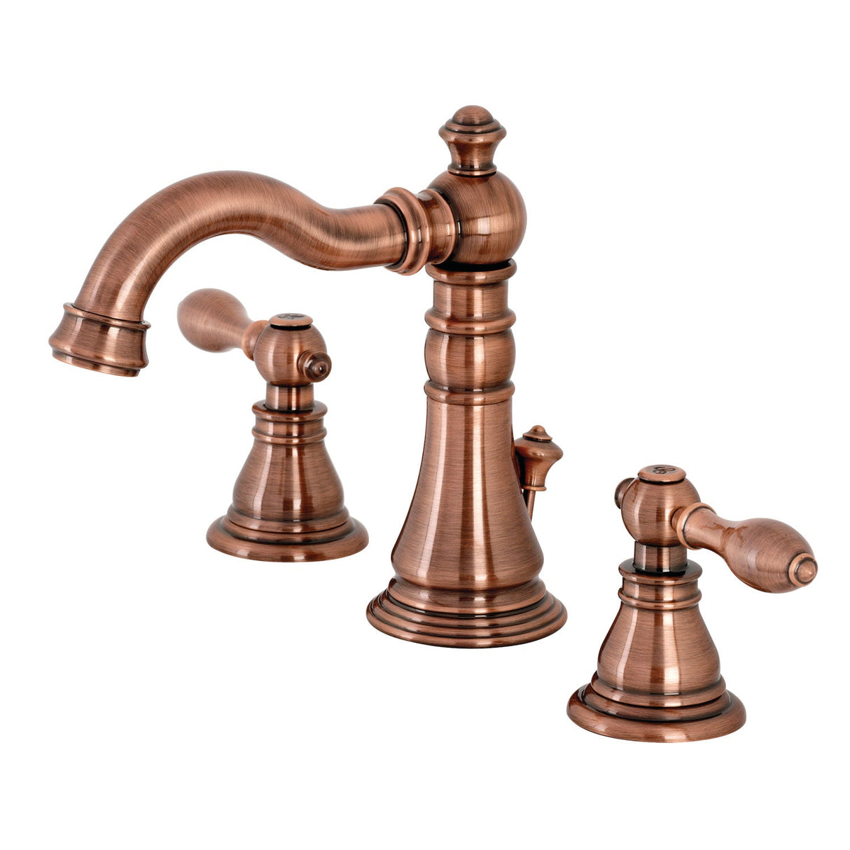 American Classic FSC197ACLAC Two-Handle 3-Hole Deck Mount Widespread Bathroom Faucet with Brass Pop-Up, Antique Copper