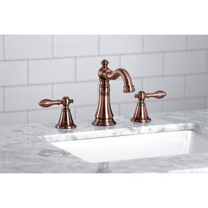English Classic FSC197ALAC Two-Handle 3-Hole Deck Mount Widespread Bathroom Faucet with Brass Pop-Up, Antique Copper