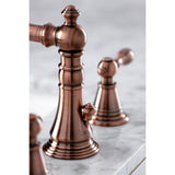 English Classic FSC197ALAC Two-Handle 3-Hole Deck Mount Widespread Bathroom Faucet with Brass Pop-Up, Antique Copper