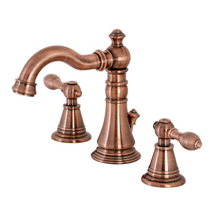 English Classic FSC197ALAC Two-Handle 3-Hole Deck Mount Widespread Bathroom Faucet with Brass Pop-Up, Antique Copper