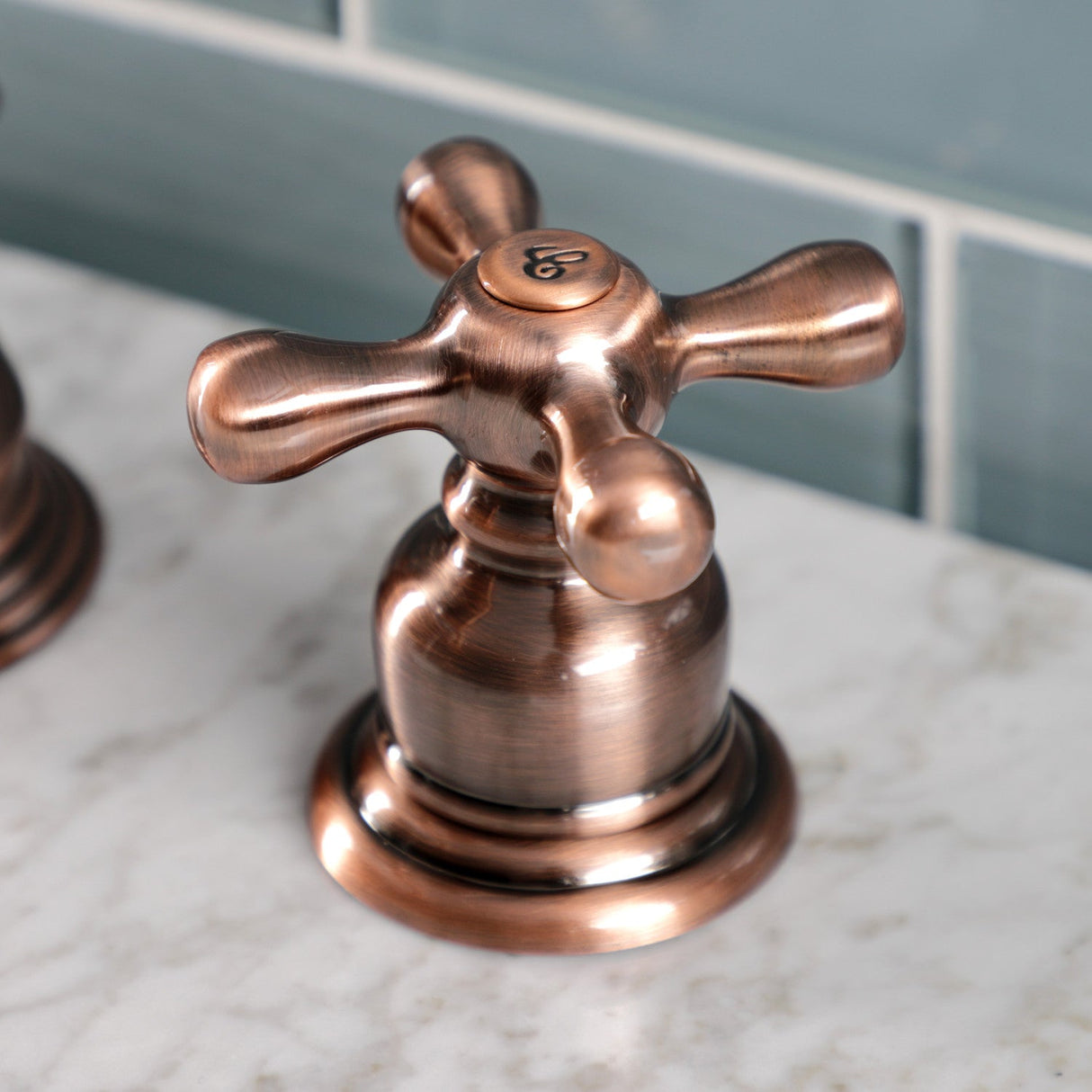 American Classic FSC197AXAC Two-Handle 3-Hole Deck Mount Widespread Bathroom Faucet with Brass Pop-Up, Antique Copper