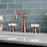 American Classic FSC197PXAC Two-Handle 3-Hole Deck Mount Widespread Bathroom Faucet with Brass Pop-Up, Antique Copper