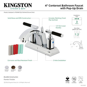 Kaiser FSC4641CKL Two-Handle 3-Hole Deck Mount 4" Centerset Bathroom Faucet with Pop-Up Drain, Polished Chrome