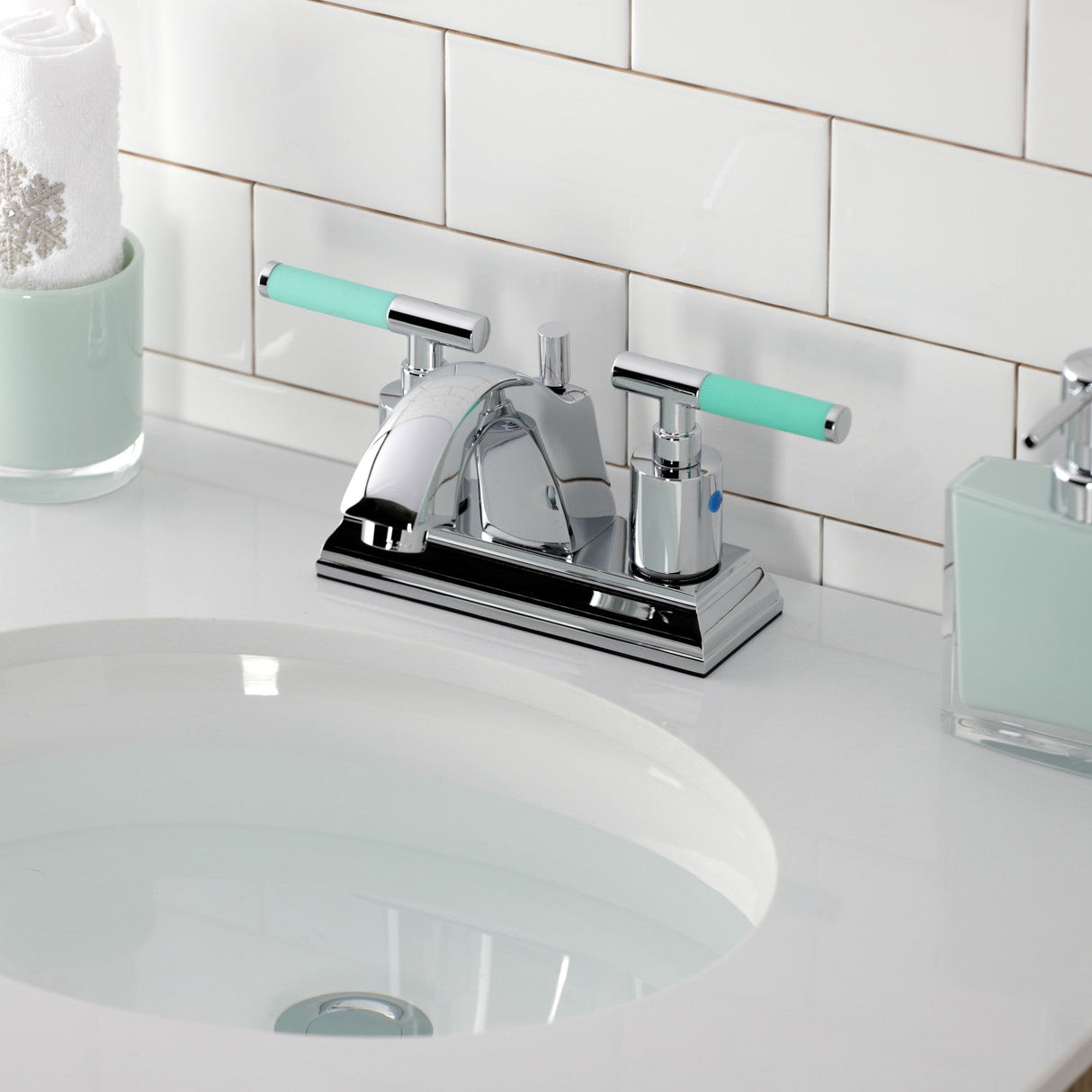 Kaiser FSC4641CKL Two-Handle 3-Hole Deck Mount 4" Centerset Bathroom Faucet with Pop-Up Drain, Polished Chrome
