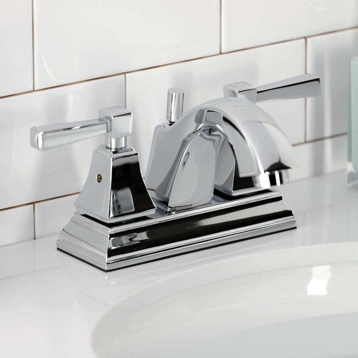 Concord FSC4641DL Two-Handle 3-Hole Deck Mount 4" Centerset Bathroom Faucet with Pop-Up Drain, Polished Chrome