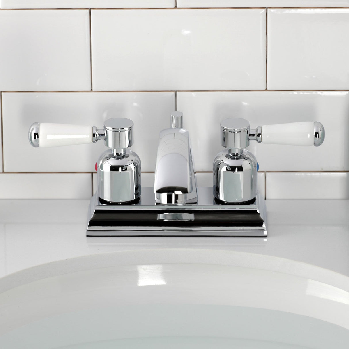 Paris FSC4641DPL Two-Handle 3-Hole Deck Mount 4" Centerset Bathroom Faucet with Pop-Up Drain, Polished Chrome