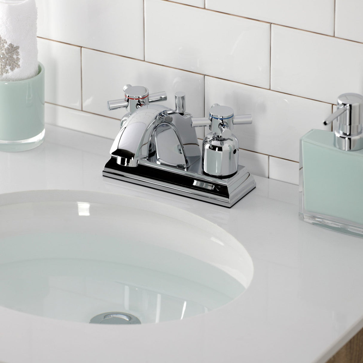 Concord FSC4641DX Two-Handle 3-Hole Deck Mount 4" Centerset Bathroom Faucet with Pop-Up Drain, Polished Chrome