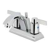 NuvoFusion FSC4641NDL Two-Handle 3-Hole Deck Mount 4" Centerset Bathroom Faucet with Pop-Up Drain, Polished Chrome