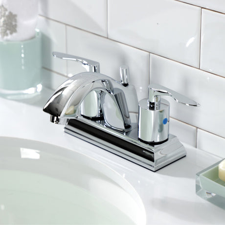 Serena FSC4641SVL Two-Handle 3-Hole Deck Mount 4" Centerset Bathroom Faucet with Pop-Up Drain, Polished Chrome