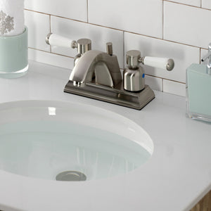 Paris FSC4648DPL Two-Handle 3-Hole Deck Mount 4" Centerset Bathroom Faucet with Pop-Up Drain, Brushed Nickel