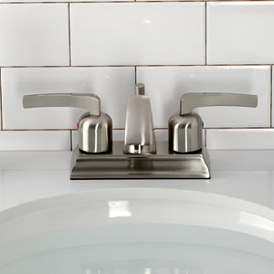 Centurion FSC4648EFL Two-Handle 3-Hole Deck Mount 4" Centerset Bathroom Faucet with Pop-Up Drain, Brushed Nickel