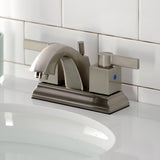 Meridian FSC4648NQL Two-Handle 3-Hole Deck Mount 4" Centerset Bathroom Faucet with Pop-Up Drain, Brushed Nickel