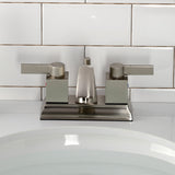 Meridian FSC4648NQL Two-Handle 3-Hole Deck Mount 4" Centerset Bathroom Faucet with Pop-Up Drain, Brushed Nickel