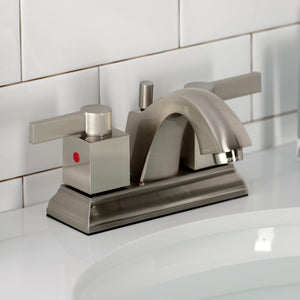 Meridian FSC4648NQL Two-Handle 3-Hole Deck Mount 4" Centerset Bathroom Faucet with Pop-Up Drain, Brushed Nickel