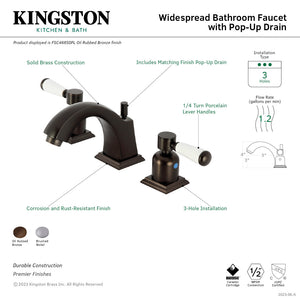 Paris FSC4685DPL Two-Handle 3-Hole Deck Mount Widespread Bathroom Faucet with Pop-Up Drain, Oil Rubbed Bronze