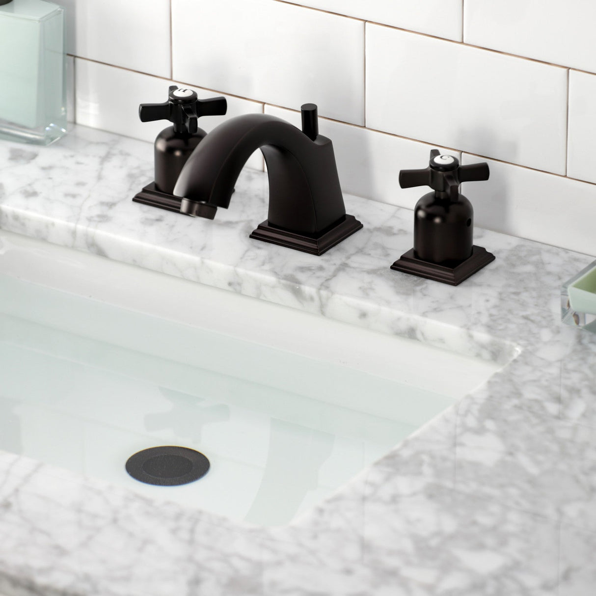 Millennium FSC4685ZX Two-Handle 3-Hole Deck Mount Widespread Bathroom Faucet with Pop-Up Drain, Oil Rubbed Bronze