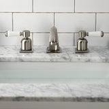 Paris FSC4688DPL Two-Handle 3-Hole Deck Mount Widespread Bathroom Faucet with Pop-Up Drain, Brushed Nickel