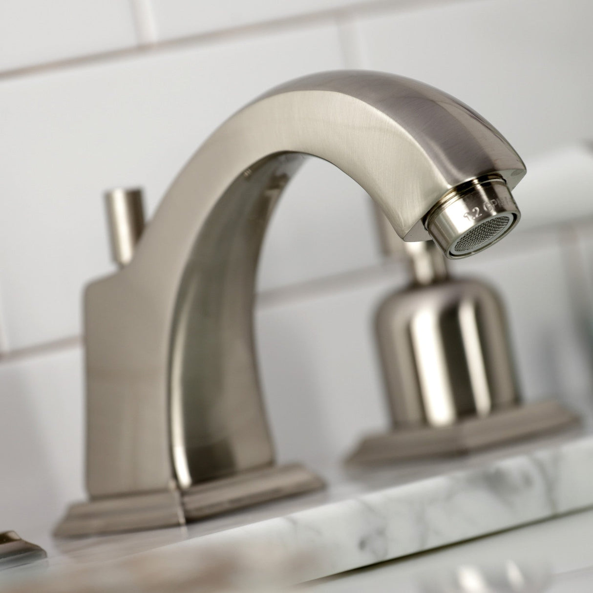 Paris FSC4688DPL Two-Handle 3-Hole Deck Mount Widespread Bathroom Faucet with Pop-Up Drain, Brushed Nickel