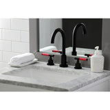 Kaiser FSC8920CKL Two-Handle 3-Hole Deck Mount Widespread Bathroom Faucet with Pop-Up Drain, Matte Black