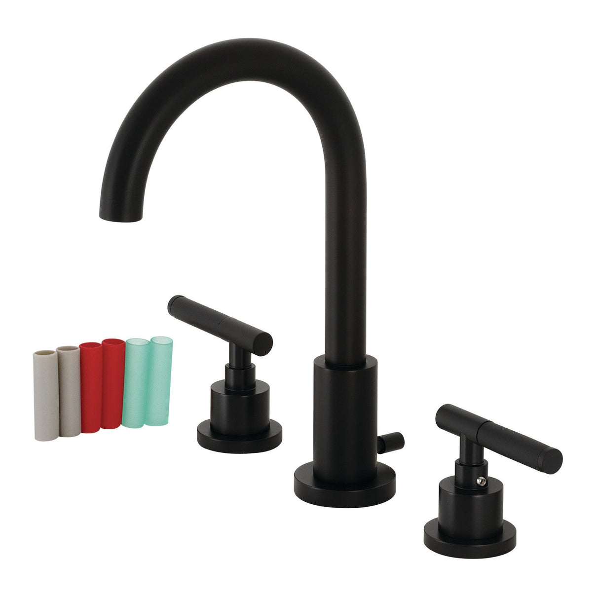 Kaiser FSC8920CKL Two-Handle 3-Hole Deck Mount Widespread Bathroom Faucet with Pop-Up Drain, Matte Black