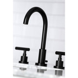 Manhattan FSC8920CML Two-Handle 3-Hole Deck Mount Widespread Bathroom Faucet with Pop-Up Drain, Matte Black