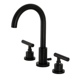 Manhattan FSC8920CML Two-Handle 3-Hole Deck Mount Widespread Bathroom Faucet with Pop-Up Drain, Matte Black