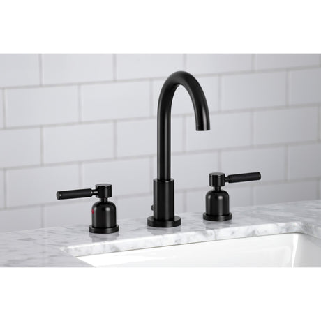 Kaiser FSC8920DKL Two-Handle 3-Hole Deck Mount Widespread Bathroom Faucet with Pop-Up Drain, Matte Black