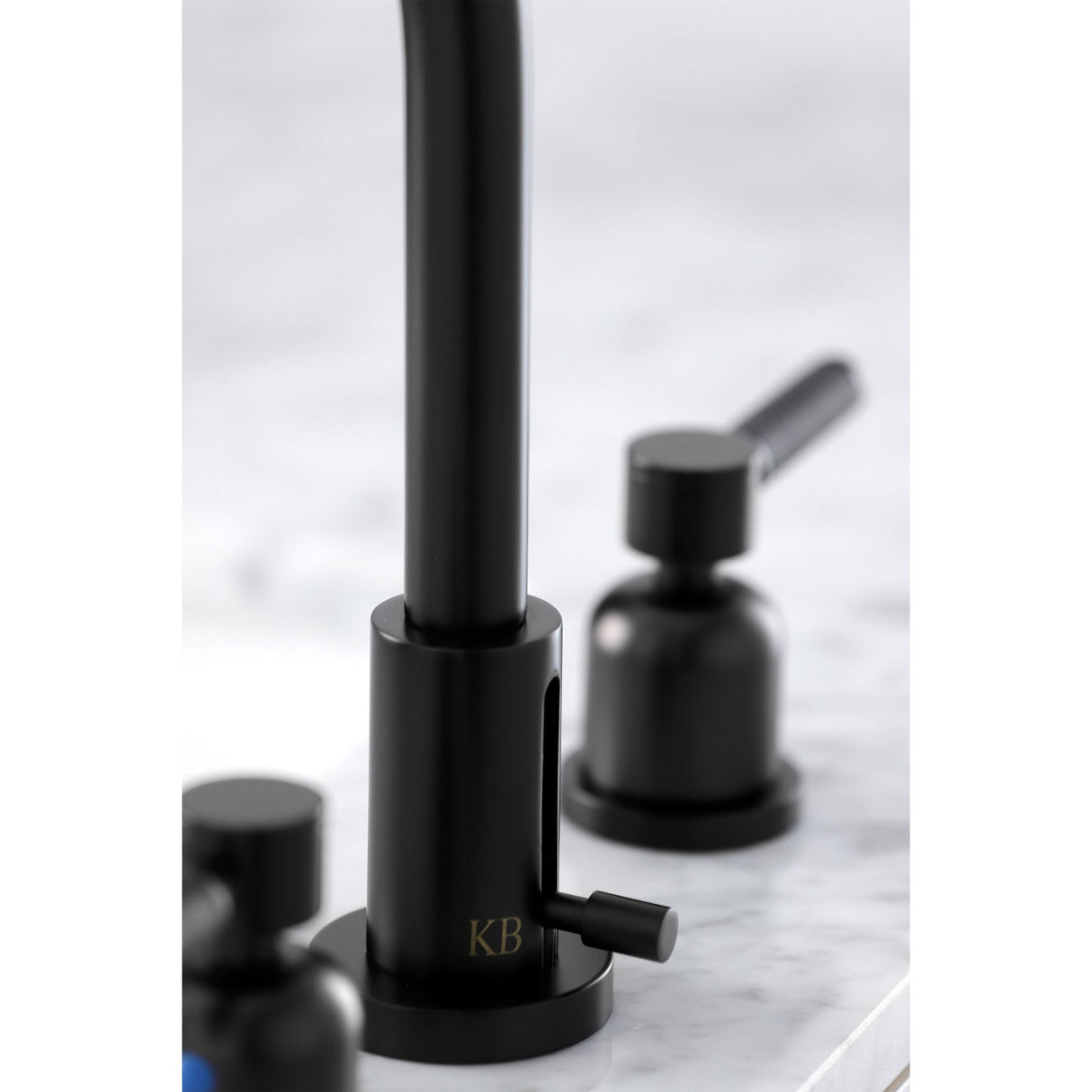 Kaiser FSC8920DKL Two-Handle 3-Hole Deck Mount Widespread Bathroom Faucet with Pop-Up Drain, Matte Black